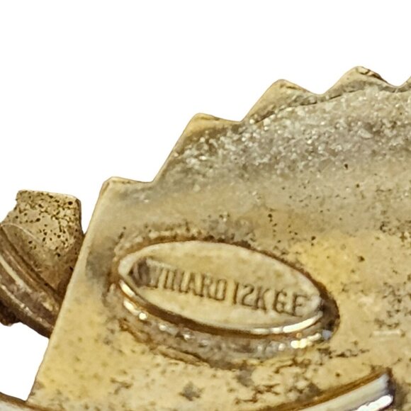 VTG Brooch Winward Signed 12K Gold Filled Textur Leaf Curl Loop Round Fairycore - Picture 3 of 11